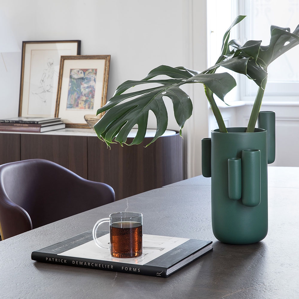 Acquista online Calligaris Tubini vaso ceramica verde bosco opaco 20x33,5h Connubia Calligaris